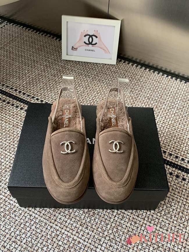 Kitlife Chanel Fur Sandals Brown Suede - 1