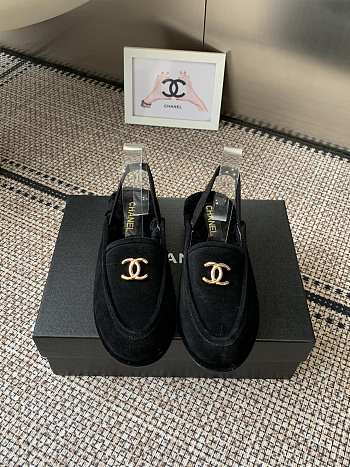 Kitlife Chanel Fur Sandals Black Suede