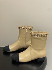 Kitlife Chanel 25B Diamond-Quartzed Chain Ankle Boots in Beige - 5