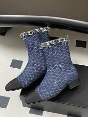 Kitlife Chanel 25B Diamond-Quartzed Chain Ankle Boots in Dark Blue Denim - 1