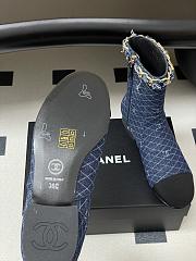 Kitlife Chanel 25B Diamond-Quartzed Chain Ankle Boots in Dark Blue Denim - 2