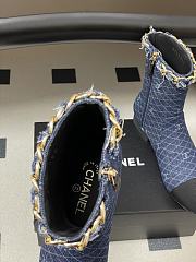 Kitlife Chanel 25B Diamond-Quartzed Chain Ankle Boots in Dark Blue Denim - 3