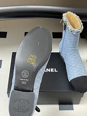 Kitlife Chanel 25B Diamond-Quartzed Chain Ankle Boots in Light Blue Denim - 6