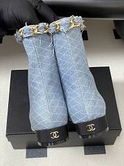 Kitlife Chanel 25B Diamond-Quartzed Chain Ankle Boots in Light Blue Denim - 5