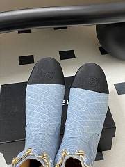 Kitlife Chanel 25B Diamond-Quartzed Chain Ankle Boots in Light Blue Denim - 4