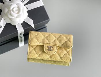 Kitlife Chanel Classic Flap Card Holder Yellow Caviar 7.5x11.3.2.1cm