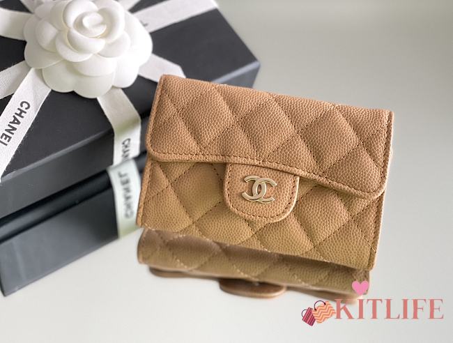 Kitlife Chanel Classic Flap Card Holder Beige Caviar 7.5x11.3.2.1cm - 1