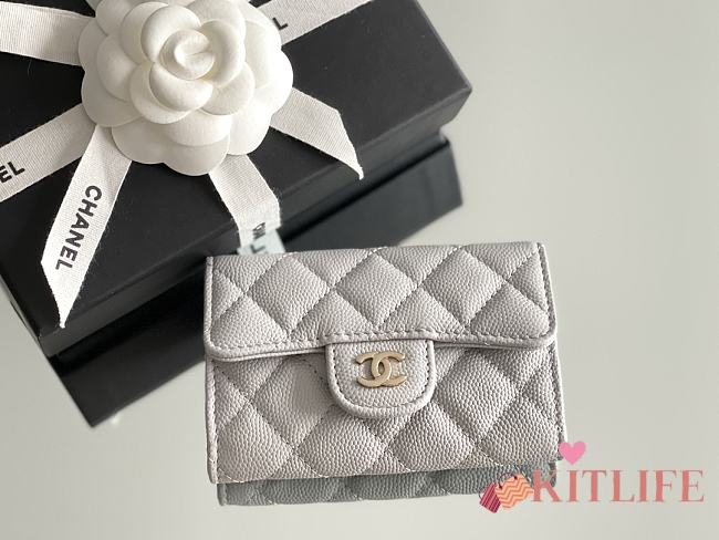 Kitlife Chanel Classic Flap Card Holder Grey Caviar 7.5x11.3.2.1cm - 1
