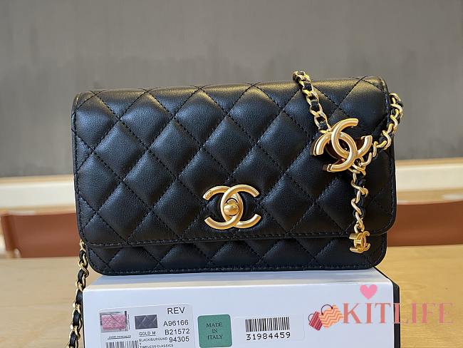 Kitlife Chanel 24A Woc Double C Buckle Bag Black A96166 19x12x3.5cm - 1