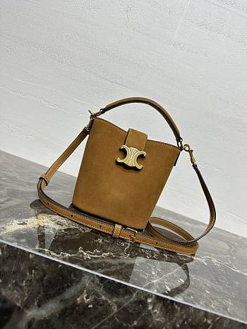 Kitlife Celine Mini Bucket Louise Bag In Camel Suede 10N473 13.5x16x10cm