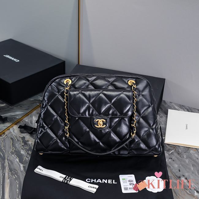 Kitlife Chanel Bowling Bag Chain Shoulder Bag Black AS4812 28x44x15.5cm - 1