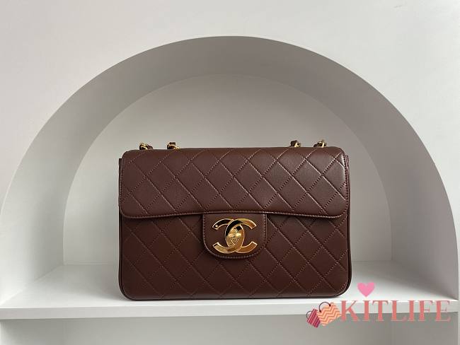Kitlife Chanel Vintage CF Jumbo Bag Dark Brown 30x21x8cm - 1