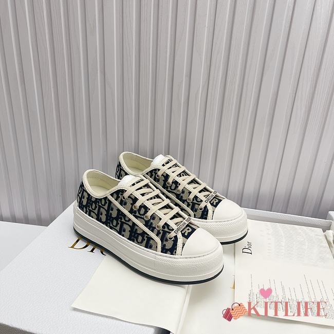 Kitlife Dior Walk'n'Dior Platform Sneakers Deep Blue Dior Oblique Embroidered Cotton - 1