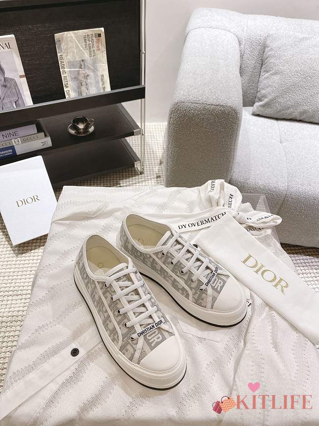 Kitlife Dior Walk'n'Dior Platform Sneakers Grey Dior Oblique Embroidered Cotton - 1