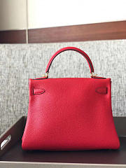 Kitlife Hermes Kelly Bag Togo Red Leather With Gold Buckle 28cm - 3