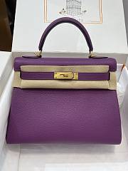 Kitlife Hermes Kelly Bag Togo Purple Leather With Gold Buckle 28cm - 1