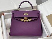 Kitlife Hermes Kelly Bag Togo Purple Leather With Gold Buckle 28cm - 6