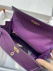 Kitlife Hermes Kelly Bag Togo Purple Leather With Gold Buckle 28cm - 5