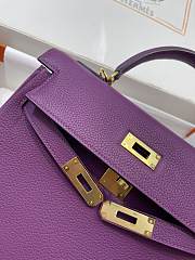 Kitlife Hermes Kelly Bag Togo Purple Leather With Gold Buckle 28cm - 3
