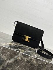 Kitlife Celine Triomphe Black Suede Shoulder Bag 187366 22x16.5x7cm - 1