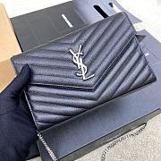 Kitlife Saint Laurent Monogram Envelope Chain Wallet Black With Silver Hardware 377828 22.5x14x4cm - 1