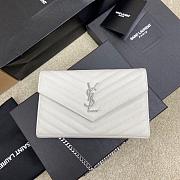 Kitlife Saint Laurent Monogram Envelope Chain Wallet White With Silver Hardware 377828 22.5x14x4cm - 1