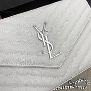 Kitlife Saint Laurent Monogram Envelope Chain Wallet White With Silver Hardware 377828 22.5x14x4cm - 6