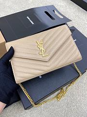 Kitlife Saint Laurent Monogram Envelope Chain Wallet Beige With Gold Hardware 377828 22.5x14x4cm - 1