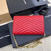 Kitlife Saint Laurent Monogram Envelope Chain Wallet Red With Gold Hardware 377828 22.5x14x4cm - 6