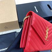 Kitlife Saint Laurent Monogram Envelope Chain Wallet Red With Gold Hardware 377828 22.5x14x4cm - 5