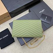 Kitlife Saint Laurent Monogram Envelope Chain Wallet Green With Gold Hardware 377828 22.5x14x4cm - 5