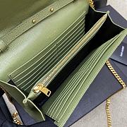 Kitlife Saint Laurent Monogram Envelope Chain Wallet Green With Gold Hardware 377828 22.5x14x4cm - 2