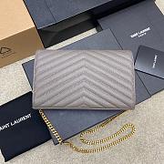 Kitlife Saint Laurent Monogram Envelope Chain Wallet Grey With Gold Hardware 377828 22.5x14x4cm - 5