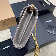 Kitlife Saint Laurent Monogram Envelope Chain Wallet Grey With Gold Hardware 377828 22.5x14x4cm - 6