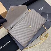 Kitlife Saint Laurent Monogram Envelope Chain Wallet Grey With Gold Hardware 377828 22.5x14x4cm - 2