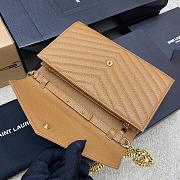 Kitlife Saint Laurent Monogram Envelope Chain Wallet Brown With Gold Hardware 377828 22.5x14x4cm - 5
