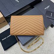 Kitlife Saint Laurent Monogram Envelope Chain Wallet Brown With Gold Hardware 377828 22.5x14x4cm - 3