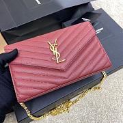 Kitlife Saint Laurent Monogram Envelope Chain Wallet Burgundy With Gold Hardware 377828 22.5x14x4cm - 1