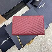 Kitlife Saint Laurent Monogram Envelope Chain Wallet Burgundy With Gold Hardware 377828 22.5x14x4cm - 2