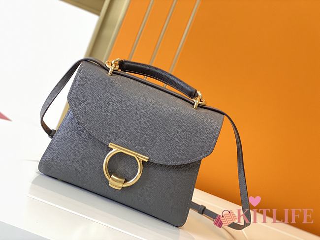Kitlife Salvatore Ferragamo Margot Medium Grey Leather Shoulder Bag 26x20x12cm - 1