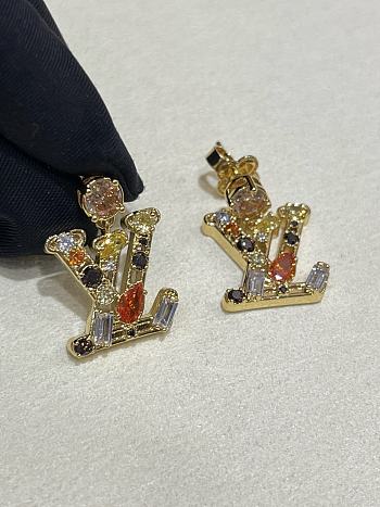 Kitlife Louis Vuitton Lady LV Colored Crystal Letter Earrings