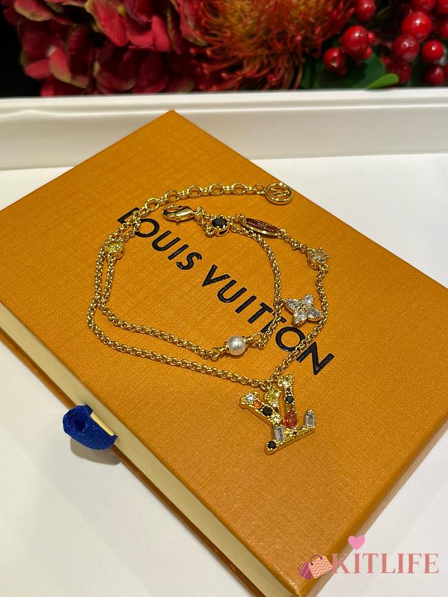 Kitlife Louis Vuitton Lady LV Colored Crystal Letter Bracelet - 1