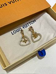 Kitlife Louis Vuitton My LV Heart Gold Floral Lettering Heart Earrings With Diamonds - 1