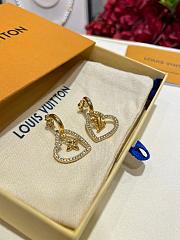 Kitlife Louis Vuitton My LV Heart Gold Floral Lettering Heart Earrings With Diamonds - 6