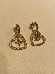 Kitlife Louis Vuitton My LV Heart Gold Floral Lettering Heart Earrings With Diamonds - 4