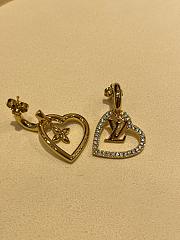 Kitlife Louis Vuitton My LV Heart Gold Floral Lettering Heart Earrings With Diamonds - 2
