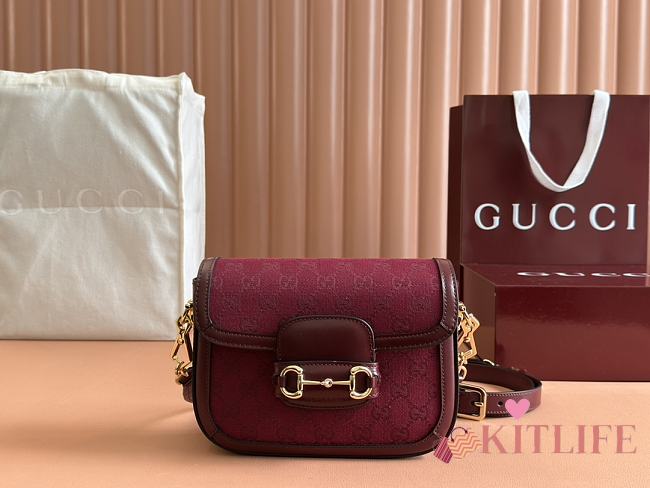 Kitlife Gucci Horsebit 1955 Mini Bag Red 658574 20.5x14.5x5cm - 1