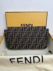 Kitlife Fendi Tobacco Brown FF Jacquard Fabric Bag Gold Buckle 27x6x15cm - 4