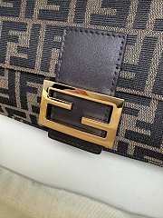 Kitlife Fendi Tobacco Brown FF Jacquard Fabric Bag Gold Buckle 27x6x15cm - 3