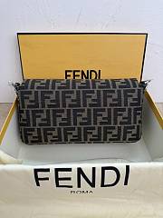 Kitlife Fendi Tobacco Brown FF Jacquard Fabric Bag Silver Buckle 27x6x15cm - 5